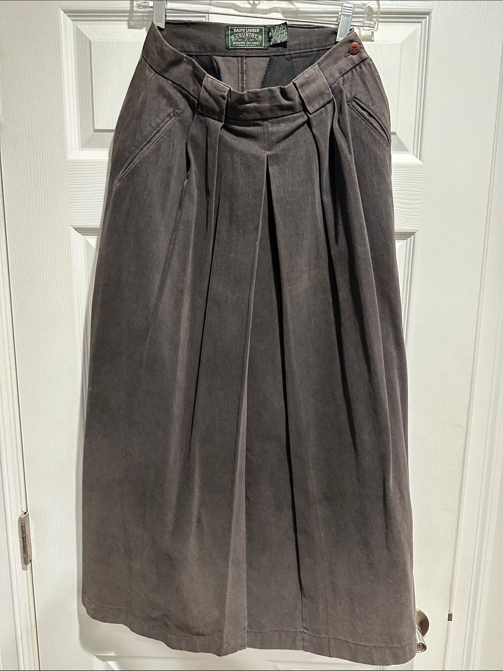 Vintage Ralph Lauren Country Charcoal Pleated Midi Skirt